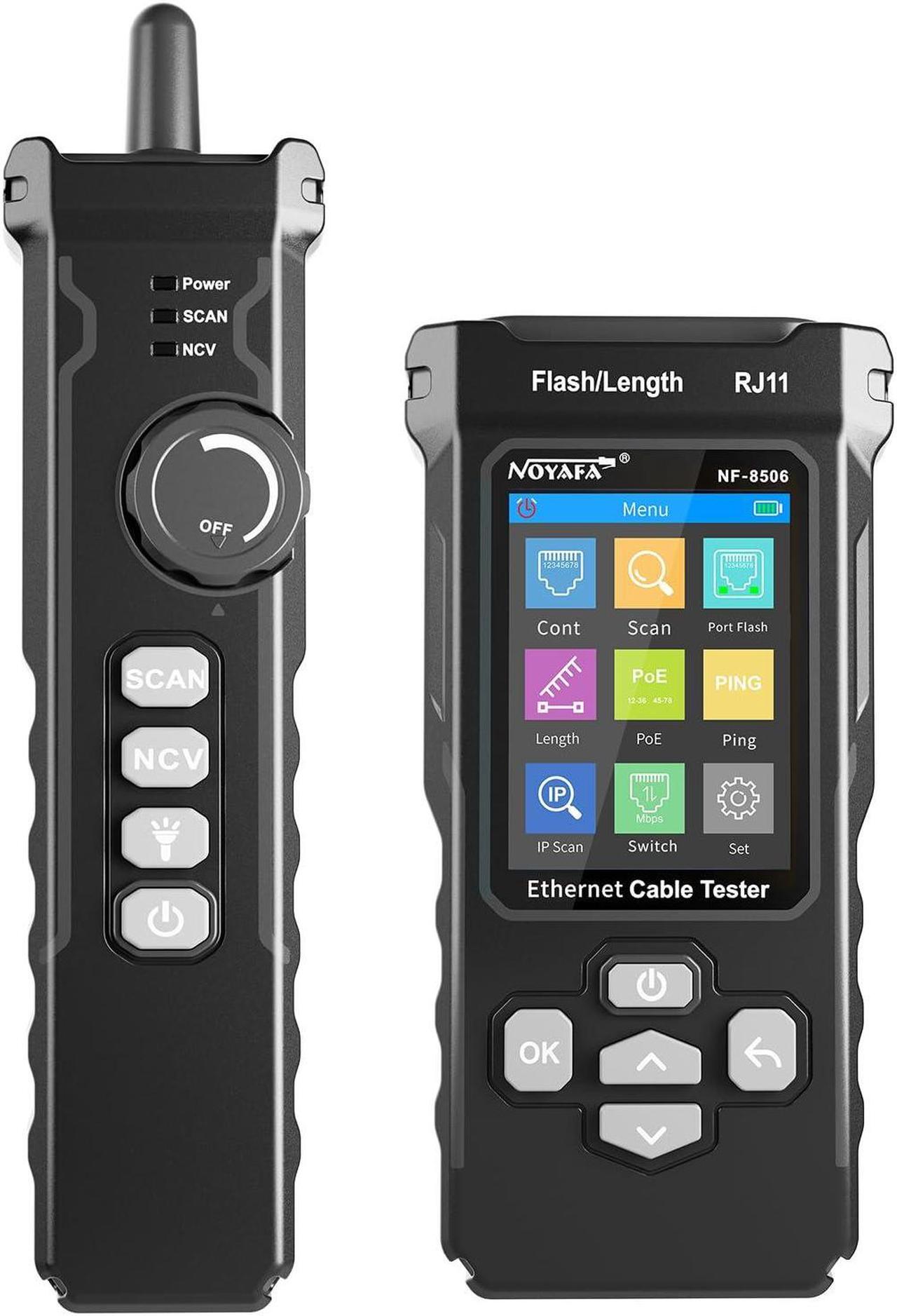 Main image of Network Cable Tester with IP Scanner, TDR CAT5 CAT6 Ethernet Cable Tester, PoE PingTest, Network Rate Test, Port Flashing, Network Tester Cable Toner for RJ11 RJ45 Ethernet LAN