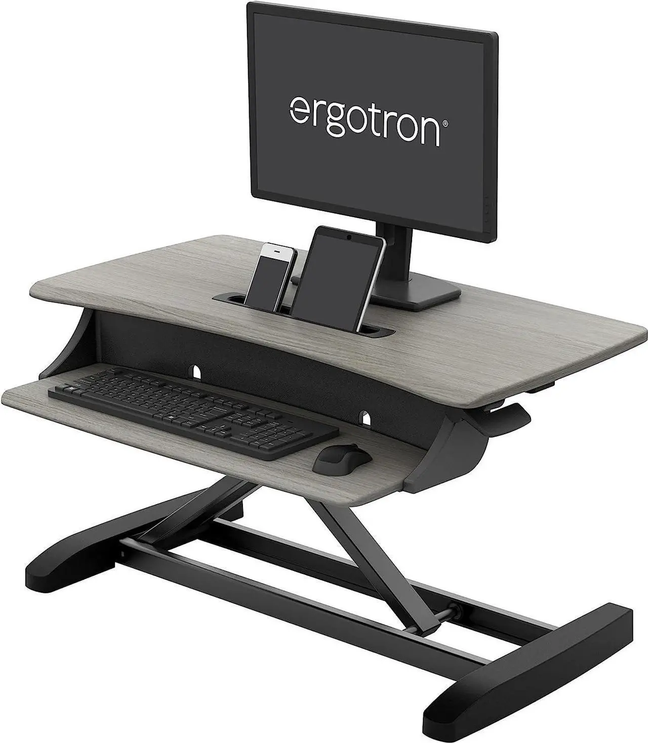 Main image of Ergotron WorkFit-Z Mini Small Standing Desk Converter, Laptop Sit Stand Desk Riser for Tabletops and Home Office  31 Inch Width, Grey Woodgrain