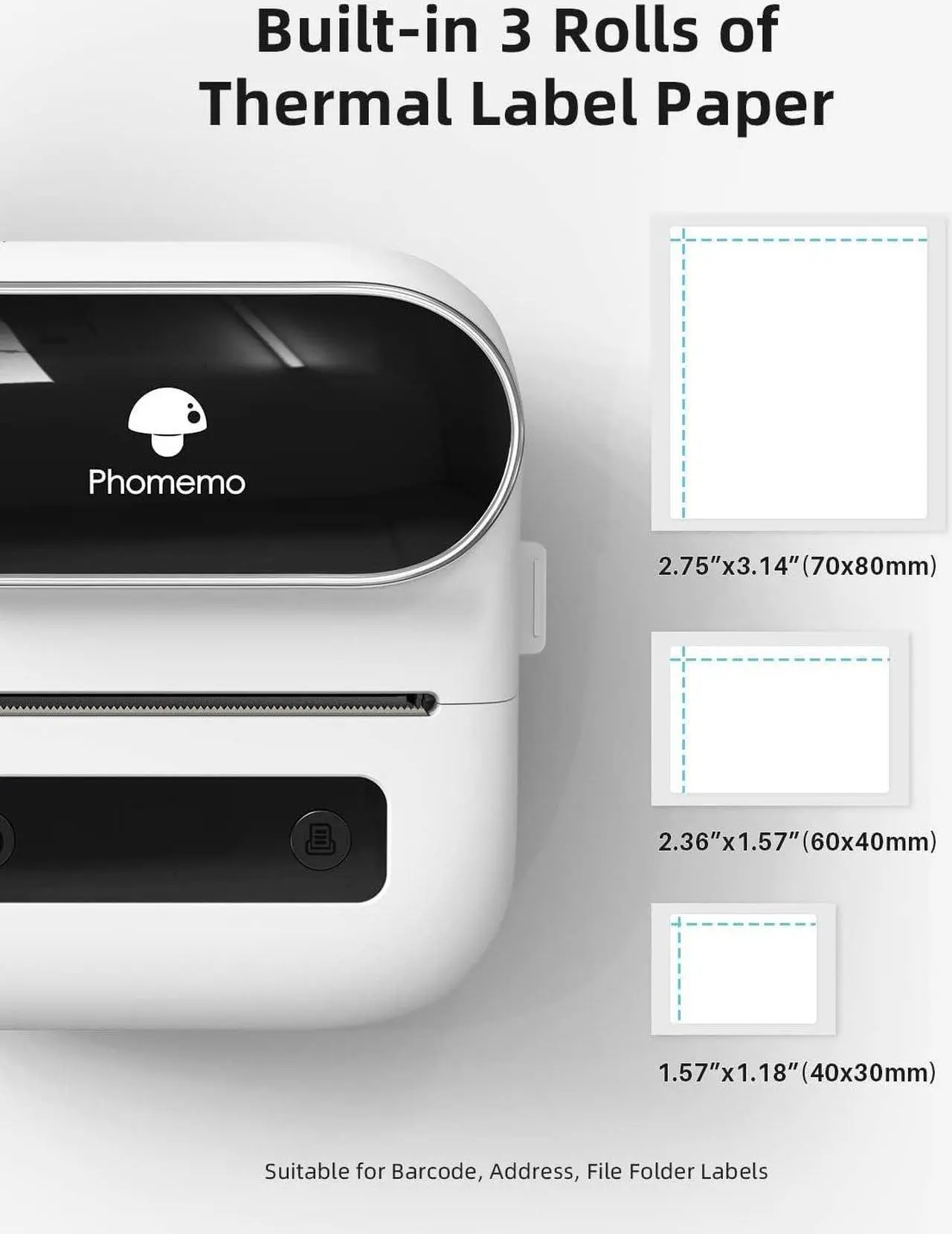 Alt view image 4 of 6 - Label Maker 3.14 Inch Bluetooth Portable Thermal Label Printer for Barcode, Address, Labeling, Mailing, File Folder Label, Easy to Use, Support Phone&PC, With 3 Coiled Label