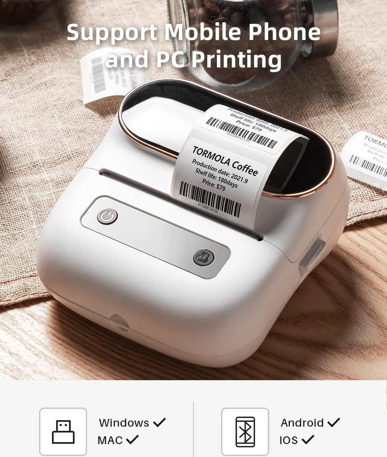 Alt view image 5 of 6 - Label Maker 3.14 Inch Bluetooth Portable Thermal Label Printer for Barcode, Address, Labeling, Mailing, File Folder Label, Easy to Use, Support Phone&PC, With 3 Coiled Label