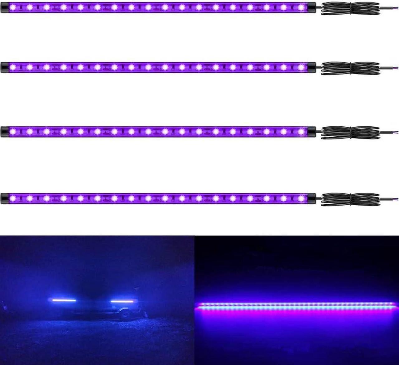 Main image of 12V Marine Boat Ultra Violet UV Black Light LED Lights Strip, Night Fishing Lights, 5050 LED IP67 Waterproof UV Led Strip for Fishing Pontoon Kayak Yacht Sailboat (4 Pcs 20'')