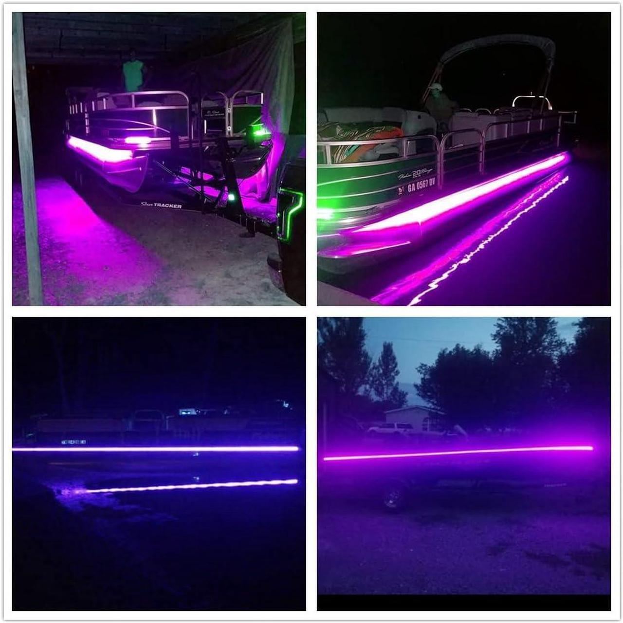 Alt view image 4 of 4 - 12V Marine Boat Ultra Violet UV Black Light LED Lights Strip, Night Fishing Lights, 5050 LED IP67 Waterproof UV Led Strip for Fishing Pontoon Kayak Yacht Sailboat (4 Pcs 20'')