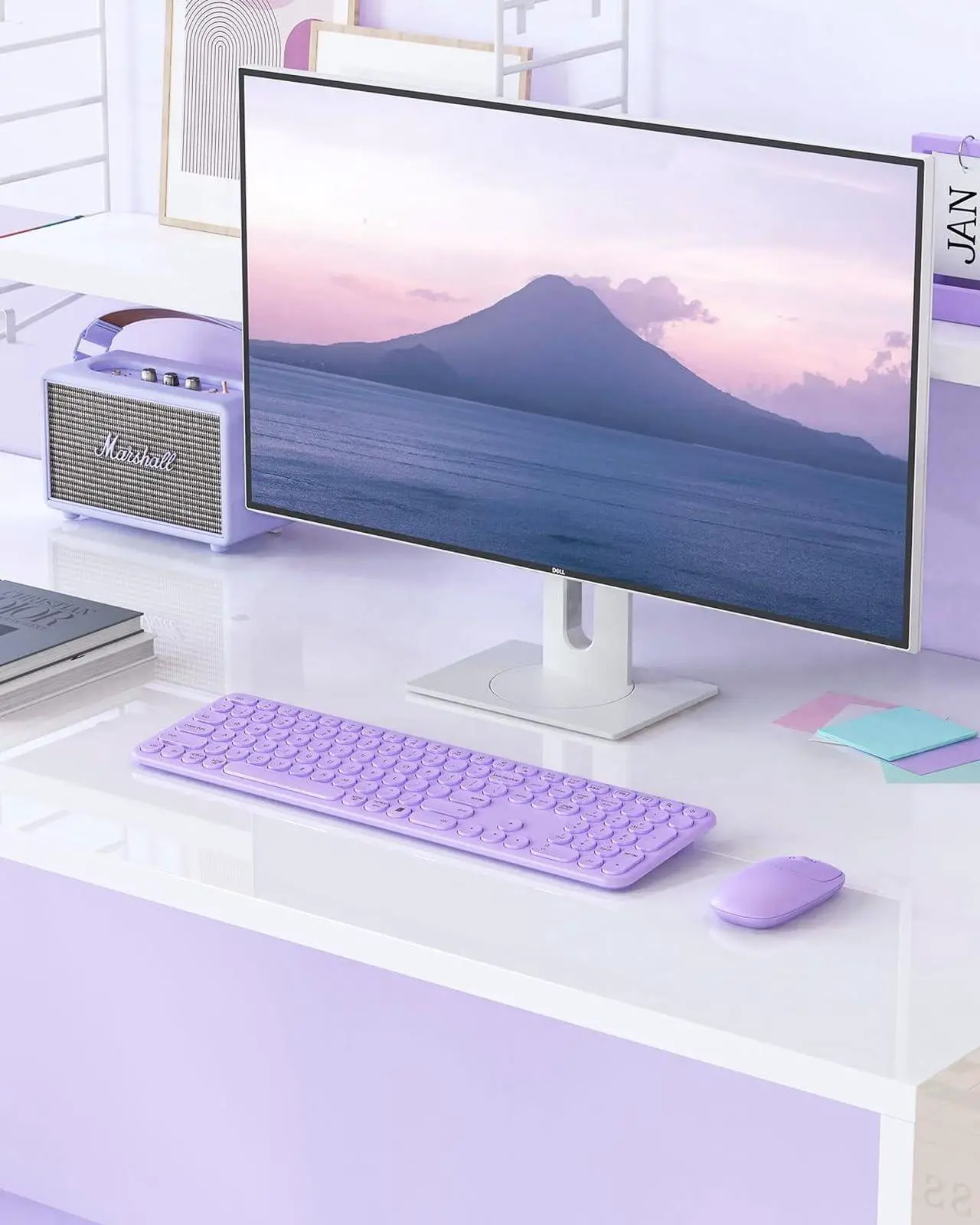 Alt view image 7 of 7 - Keyboard and Mouse Set ,Cute Wireless Keyboard and Mouse with USB and Type C Receiver, Full Size Cordless Purple Wireless Keyboard for Mac and Windows, Laptop, PC (Purple)
