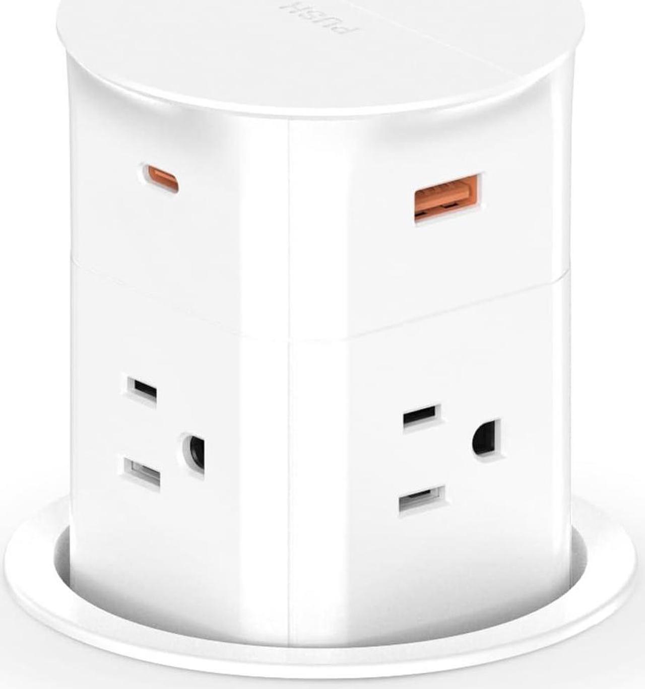 Main image of Pop up Outlet for Countertop, PD 20W USB C Fast Charging, 3.15" Desk Grommet Power Station, 4 Outlets,4-USB, Kitchen Island Pop Up Electrical Outlet, Office Recessed Power Supply,6ft Cord,  White
