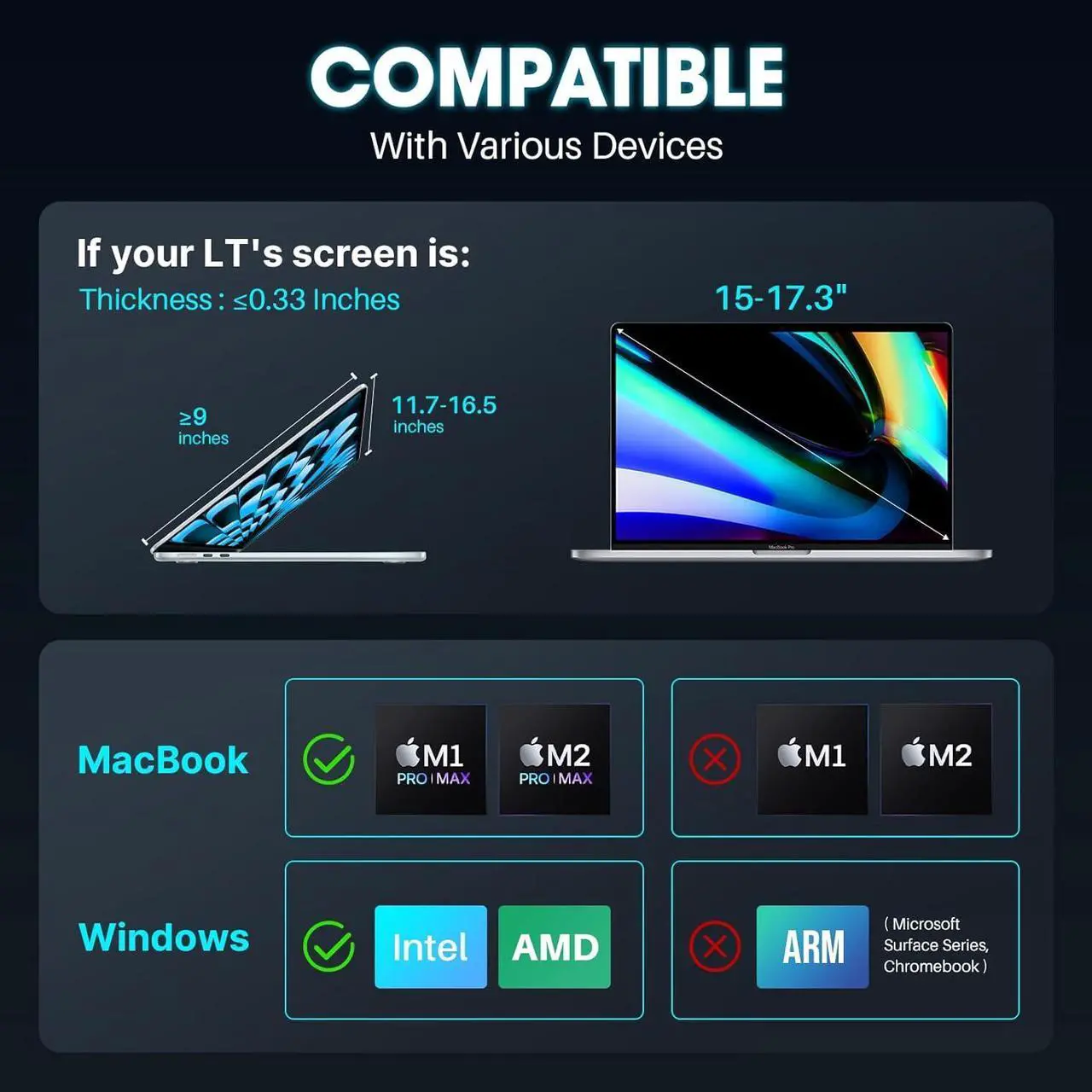 Alt view image 5 of 7 - Triple Portable Monitor for Laptop, 14" FHD 1920 * 1200P 16:10 Dual Monitor IPS Panel, Business Laptop Screen Extenders Mobile Workstation, Compatible with 15-17.3" Wins/Mac System Laptop