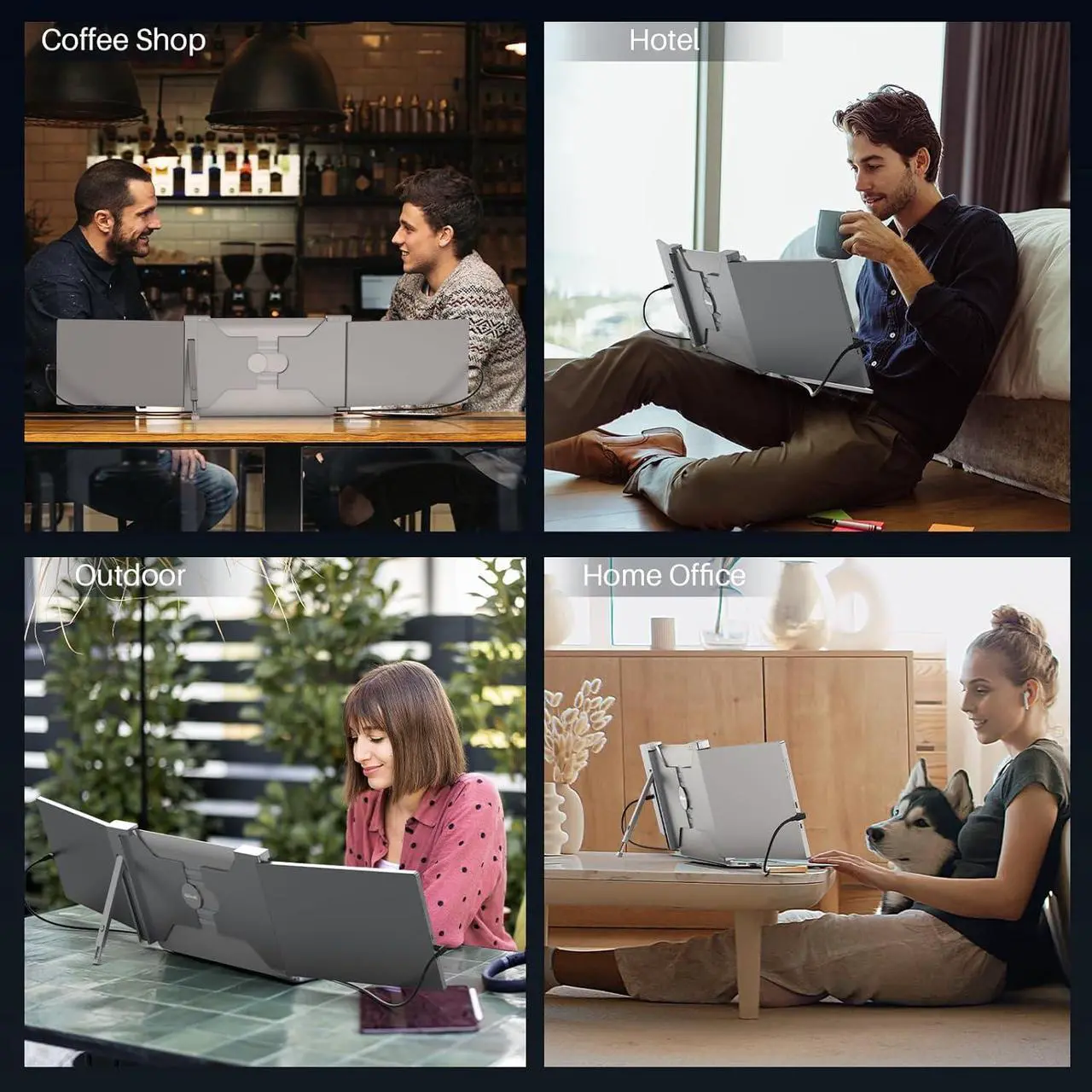 Alt view image 6 of 7 - Triple Portable Monitor for Laptop, 14" FHD 1920 * 1200P 16:10 Dual Monitor IPS Panel, Business Laptop Screen Extenders Mobile Workstation, Compatible with 15-17.3" Wins/Mac System Laptop