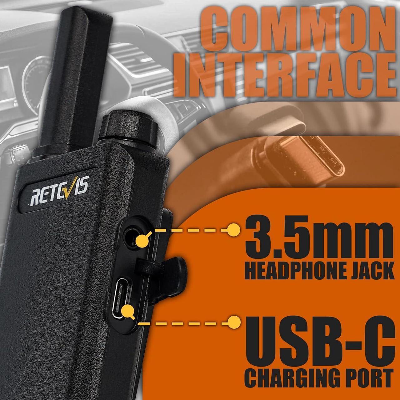 Alt view image 5 of 7 - 10 Pack - Retevis RT22P Portable FRS Two-Way Radios,Walkie Talkies for Adults Rechargeable,1620mAh Long Battery Life,USB-C,VOX Handsfree,Radio Walkie Talkie Retail Hotel Healthcare