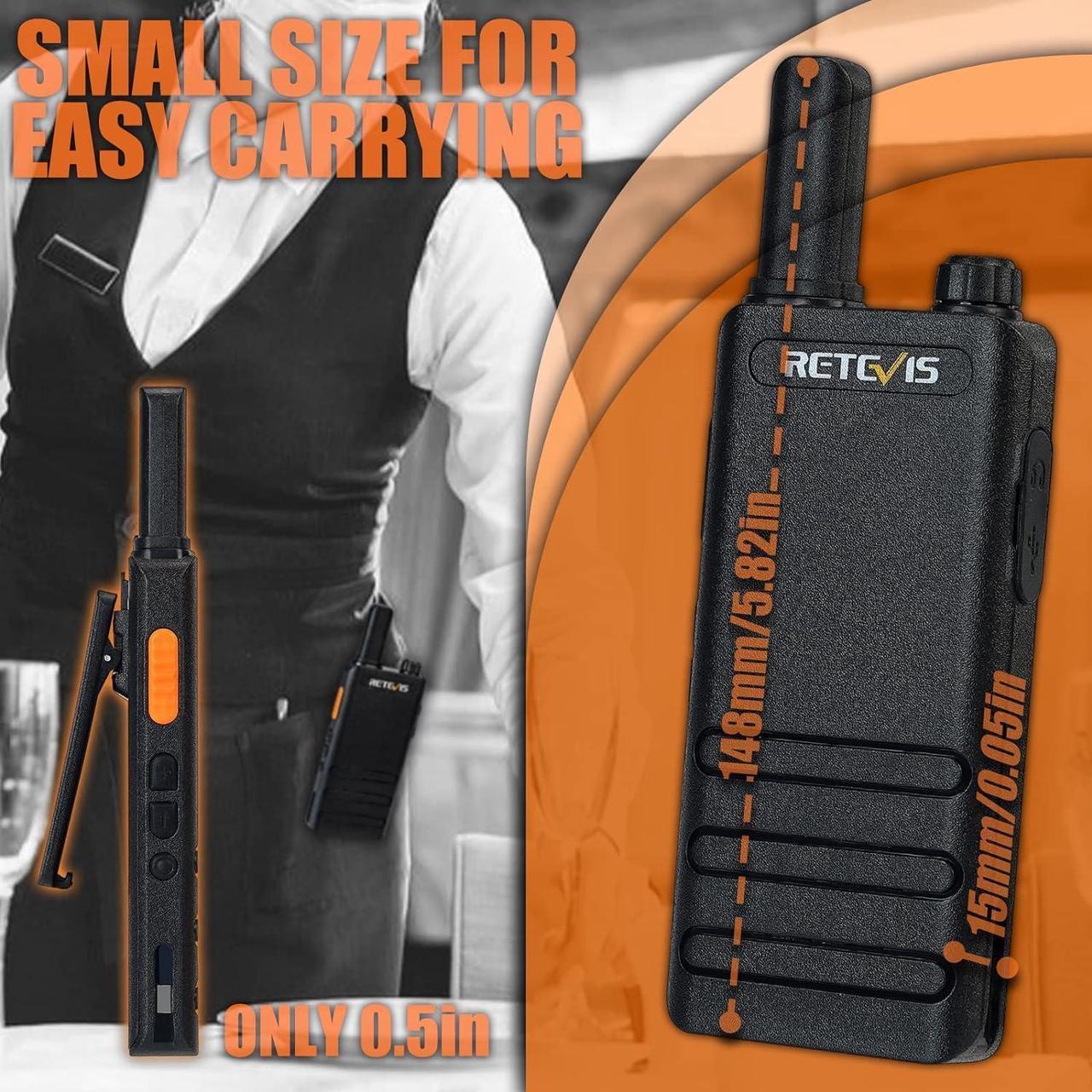 Alt view image 2 of 7 - 10 Pack - Retevis RT22P Portable FRS Two-Way Radios,Walkie Talkies for Adults Rechargeable,1620mAh Long Battery Life,USB-C,VOX Handsfree,Radio Walkie Talkie Retail Hotel Healthcare