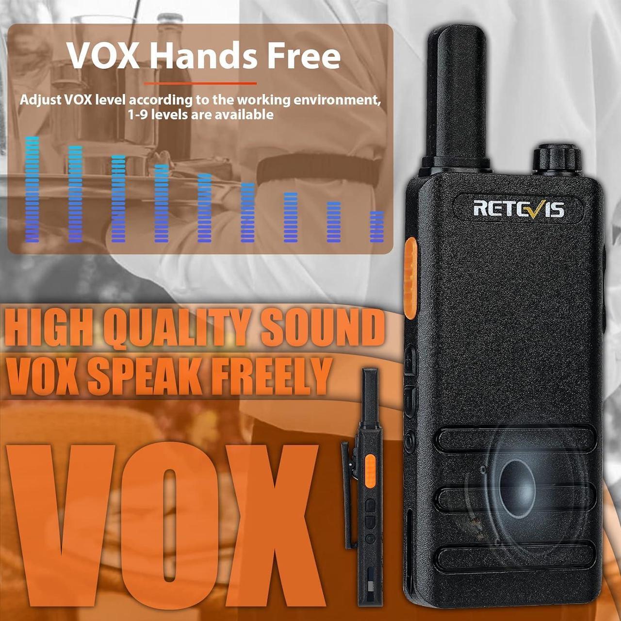 Alt view image 4 of 7 - 10 Pack - Retevis RT22P Portable FRS Two-Way Radios,Walkie Talkies for Adults Rechargeable,1620mAh Long Battery Life,USB-C,VOX Handsfree,Radio Walkie Talkie Retail Hotel Healthcare