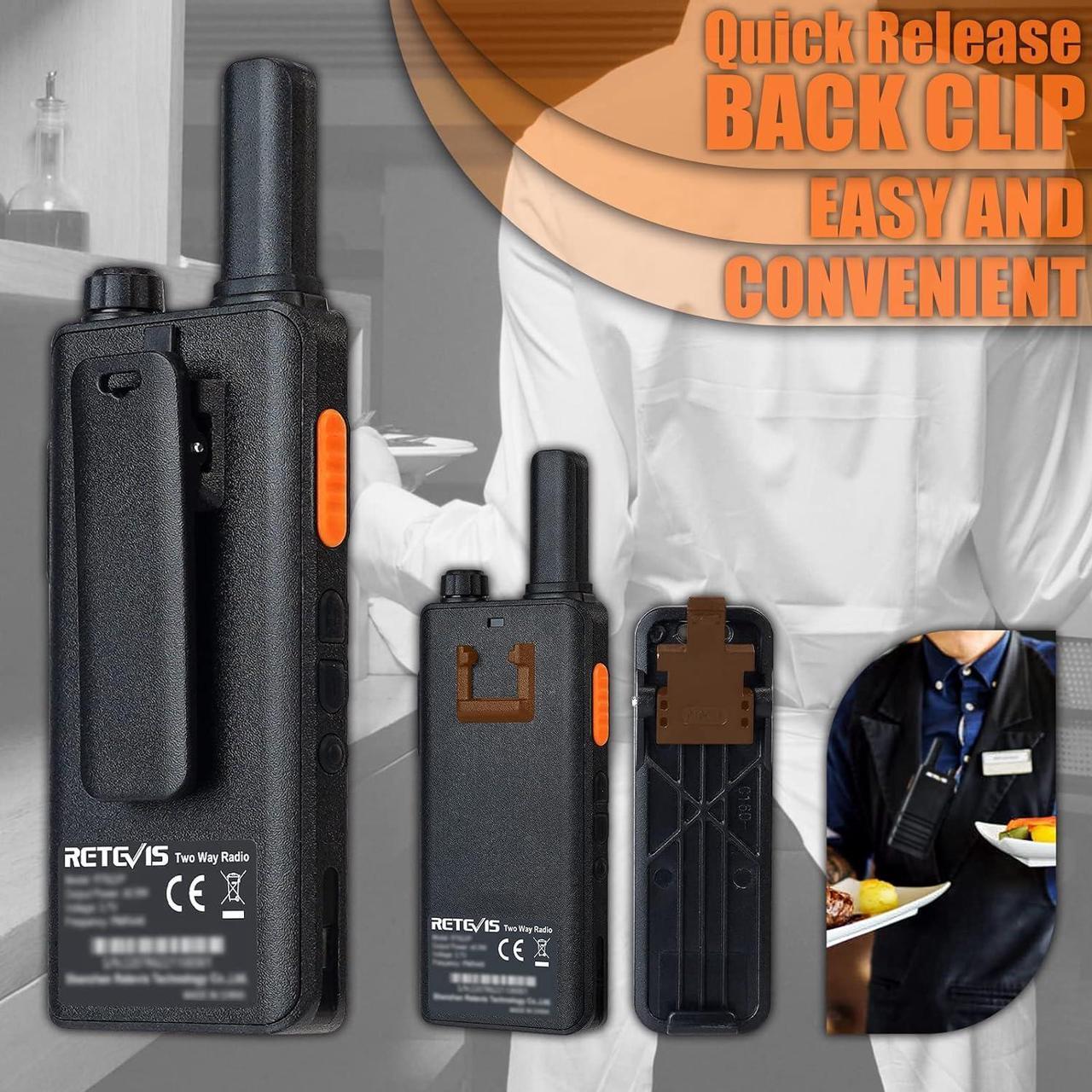 Alt view image 6 of 7 - 10 Pack - Retevis RT22P Portable FRS Two-Way Radios,Walkie Talkies for Adults Rechargeable,1620mAh Long Battery Life,USB-C,VOX Handsfree,Radio Walkie Talkie Retail Hotel Healthcare