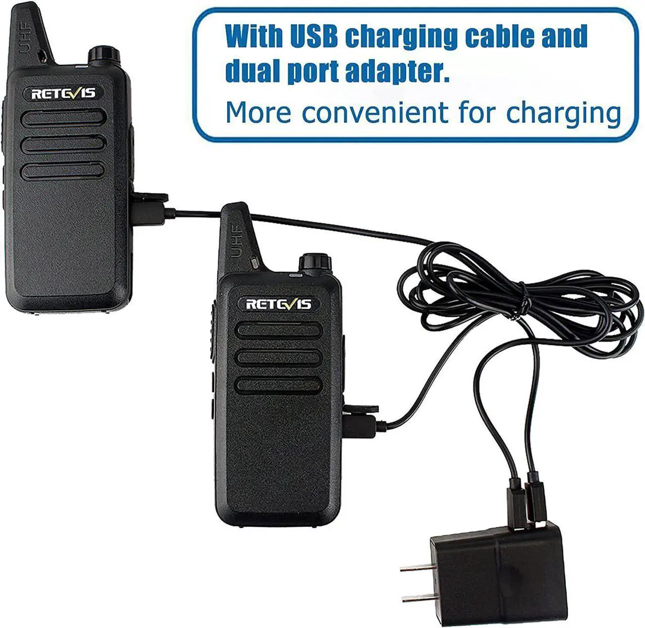 Alt view image 5 of 7 - 10Pack Retevis RT22 UHF FRS Walkie Talkies 2W VOX Two Way Radios For School+USB