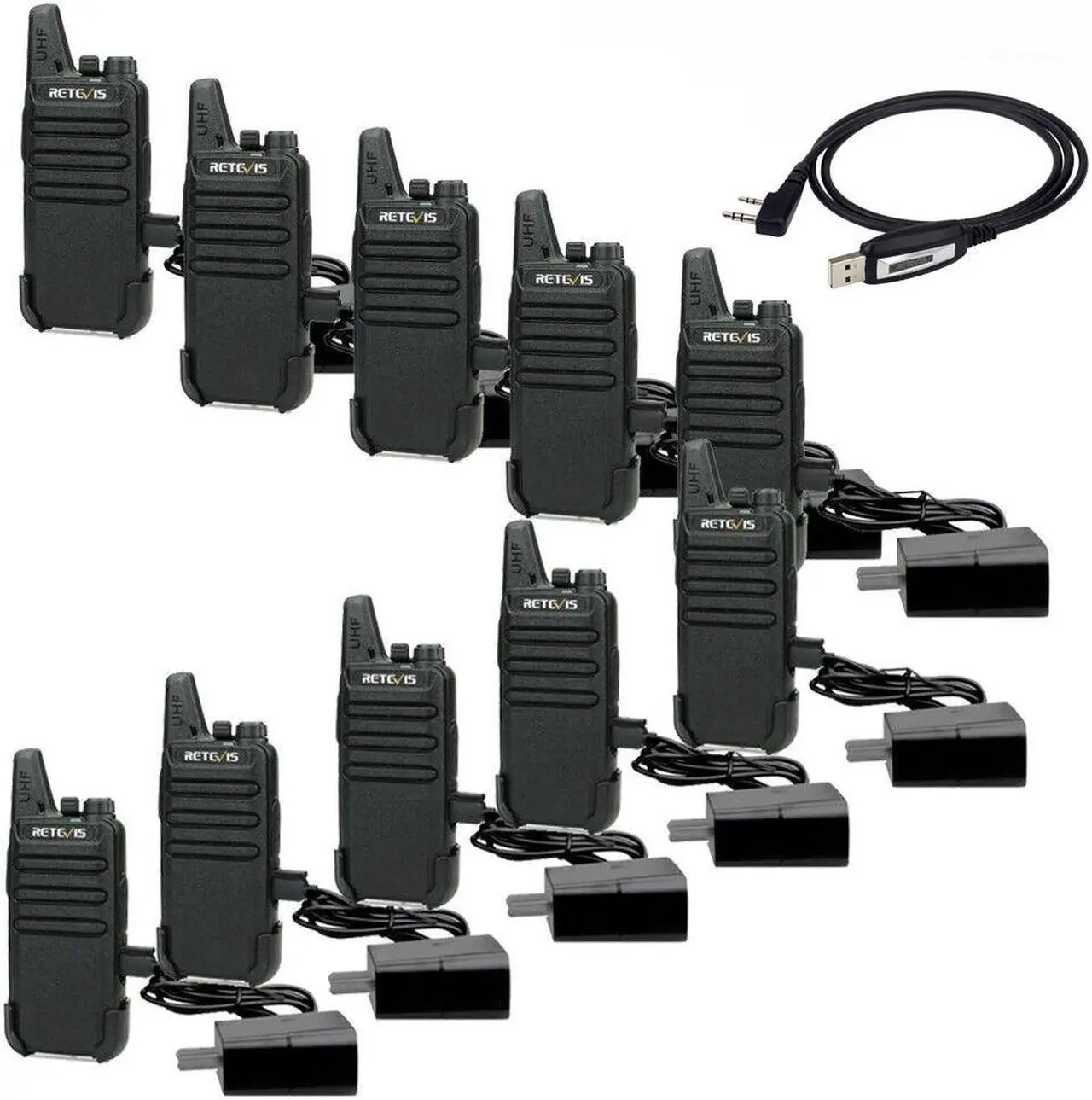 Main image of 10Pack Retevis RT22 UHF FRS Walkie Talkies 2W VOX Two Way Radios For School+USB