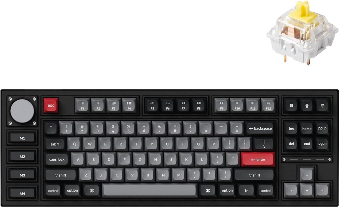 Wireless Custom Mechanical Keyboard, QMK/VIA Programmable Full Metal TKL Layout Bluetooth/Wired RGB with Hot-swappable Keychron K Pro Red Switch Compatible with Mac Windows Linux