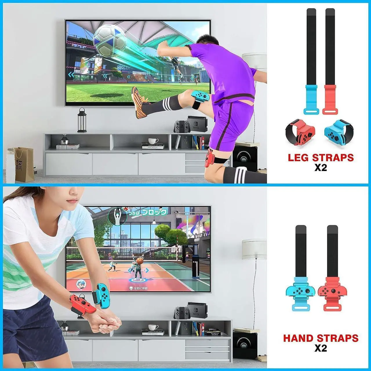 Alt view image 4 of 5 - Switch Sports Accessories Bundle 18 in 1 for Nintendo Switch Sports Accessories Compatible with Switch/Switch OLED with Tennis Racket/ Golf Clubs/ Sword Wrist Bands/ Leg Strap