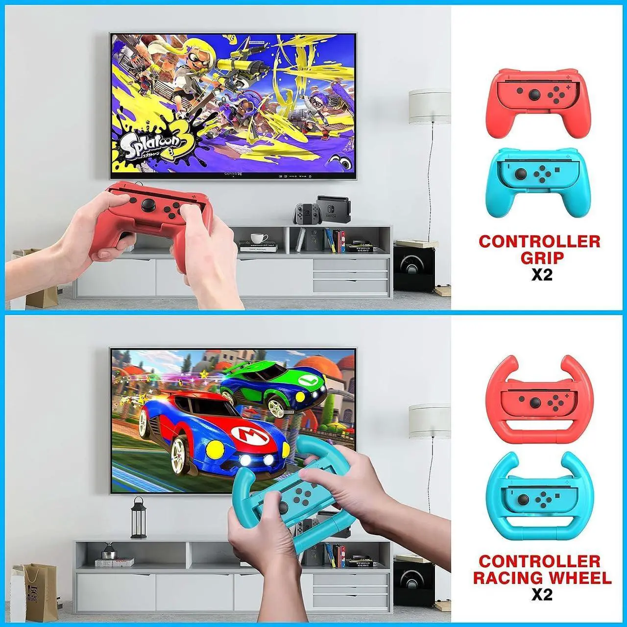 Alt view image 2 of 5 - Switch Sports Accessories Bundle 18 in 1 for Nintendo Switch Sports Accessories Compatible with Switch/Switch OLED with Tennis Racket/ Golf Clubs/ Sword Wrist Bands/ Leg Strap