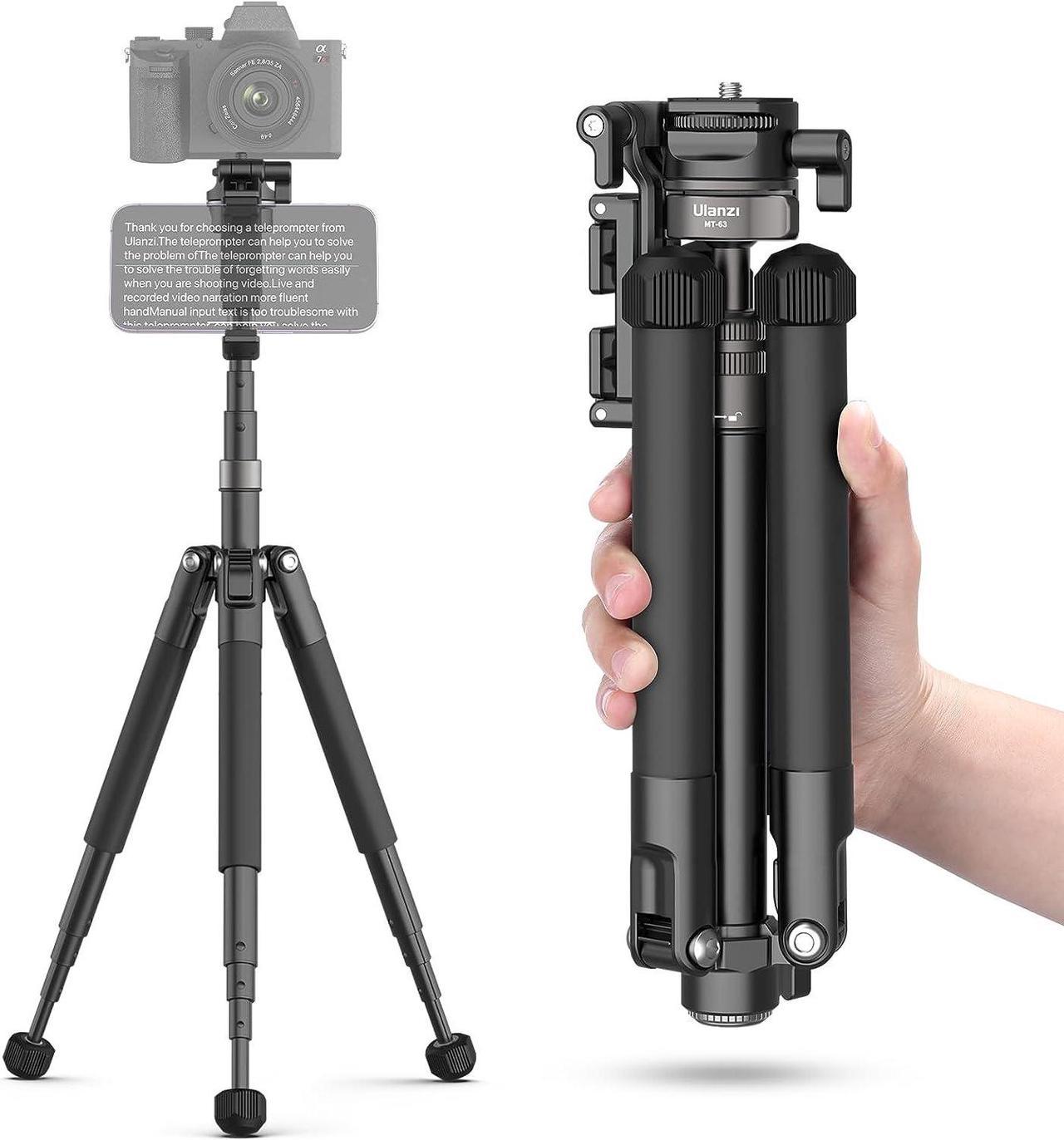 ULANZI Mini Phone Tripod, 57" Portable Foldable Aluminum Alloy Extendable Camera Tripod with 2 in 1 Phone Clip, 360° Ball Head Travel Lightweight Tripod for iPhone DSLR Camera Max Load 5KG/11LBS