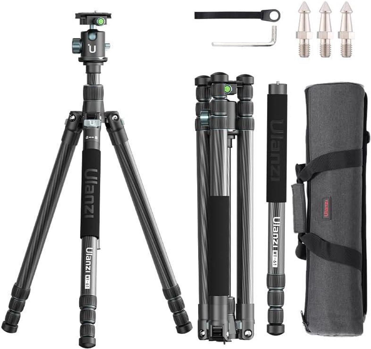 ULANZI Professional Camera Tripod, 68.5" Lightweight Carbon Fiber Trabel Tripod with Arca Quick Release 1/4" Screw & 360° Ballhead, for Most Cameras/DSLR/Projector, Weight 3.55lbs, Maxload 33lbs