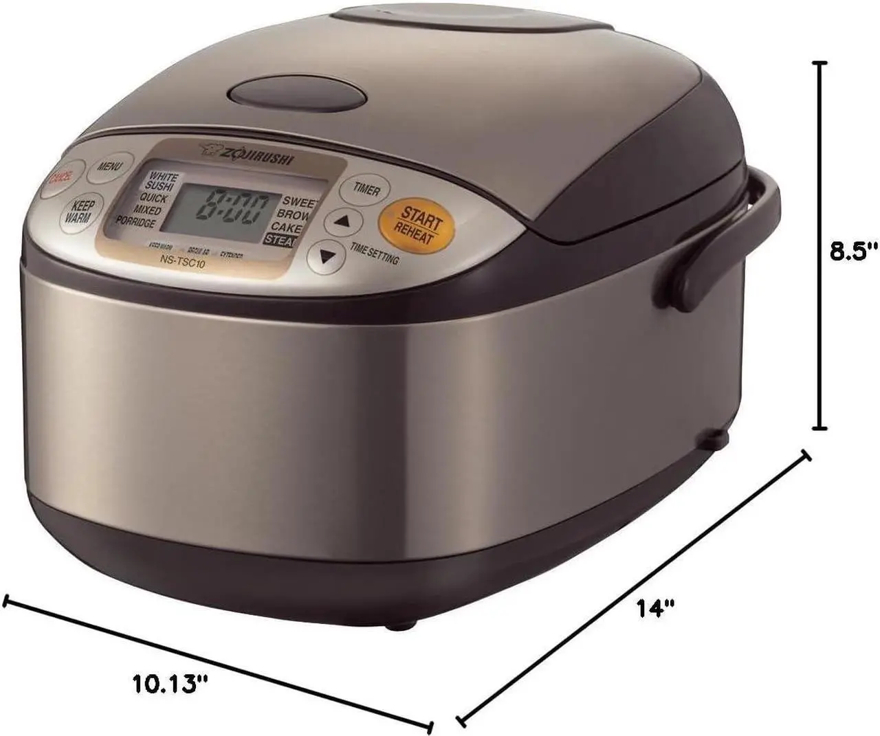 Alt view image 5 of 5 - Zojirushi 5-1/2-Cup (Uncooked) Micom Rice Cooker and Warmer, 1.0-Liter, Stainless Brown