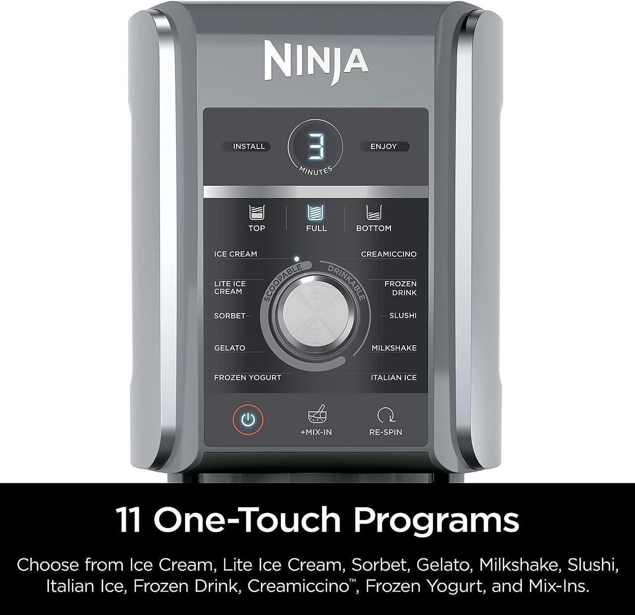 Alt view image 5 of 7 - Ninja CREAMi Deluxe 11-in-1 Ice Cream & Frozen Treat Maker for Ice Cream, Sorbet, Milkshakes, Frozen Drinks & More, 11 Programs, with 2 XL Family Size Pint Containers, Perfect for Kids, Silver