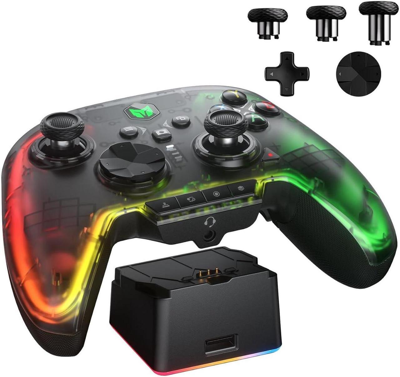 PC Controller, BIGBIG WON Wireless Controller Motion Control, Hall Trigger, ALPS Joystick, 3.5mm Audio, Gaming Controller for PC Windows/Android/iOS/Switch Pro Controller (Rainbow 2 Pro&Charging Dock)