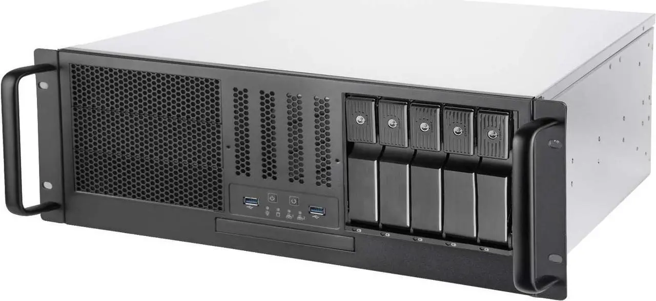 Main image of SilverStone Technology RM41-H08 4U Rackmount Server Case with 5 x 3.5 Hot-Swappable Bay and 3 x 5.25 Bays with USB 3.1 Gen 1 RM41-H08-x