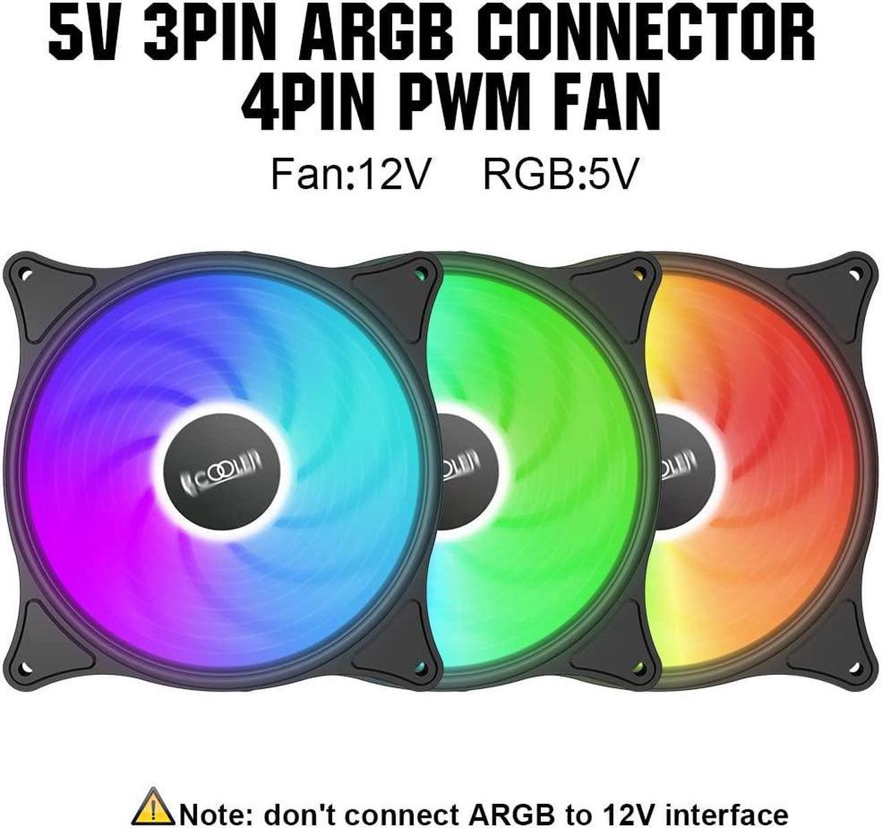 Alt view image 2 of 7 - 120mm Case Fan 3 Pack ARGB Computer Case Fans Quiet Fans Advanced Lighting Customizations with 7 Colors&10 Lighting Modes - PWM High Performance Cooling Fan for PC Case Computer Fan