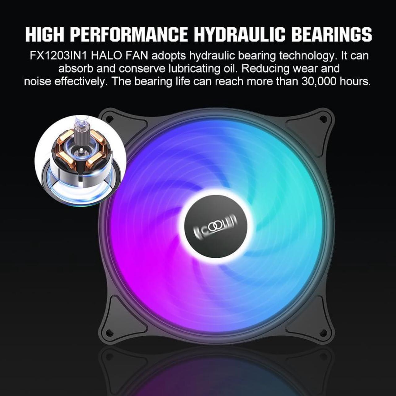 Alt view image 4 of 7 - 120mm Case Fan 3 Pack ARGB Computer Case Fans Quiet Fans Advanced Lighting Customizations with 7 Colors&10 Lighting Modes - PWM High Performance Cooling Fan for PC Case Computer Fan