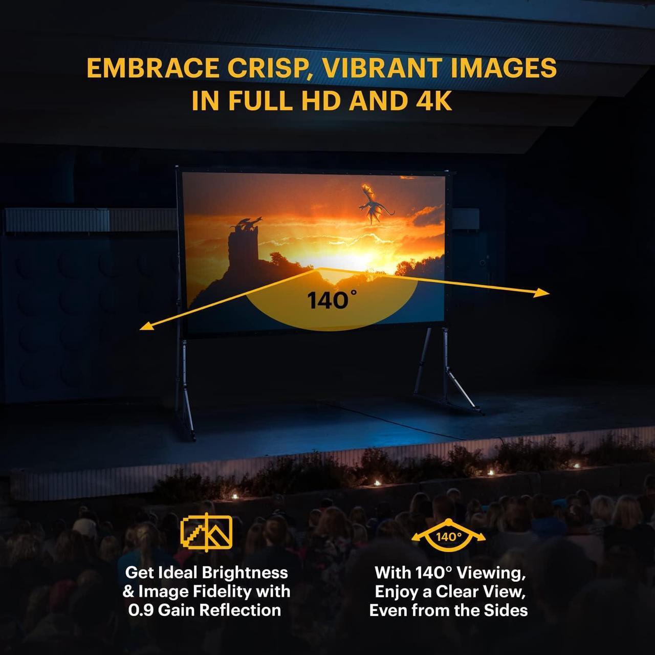 Alt view image 5 of 7 - KODAK 150 Dual Projector Screen W/Stand - Fast Fold Gray Rear Projection Backdrop for Outdoor & Indoor Movies with Tripod, Outdoor Stability Kit, & Black Storage Carry Case