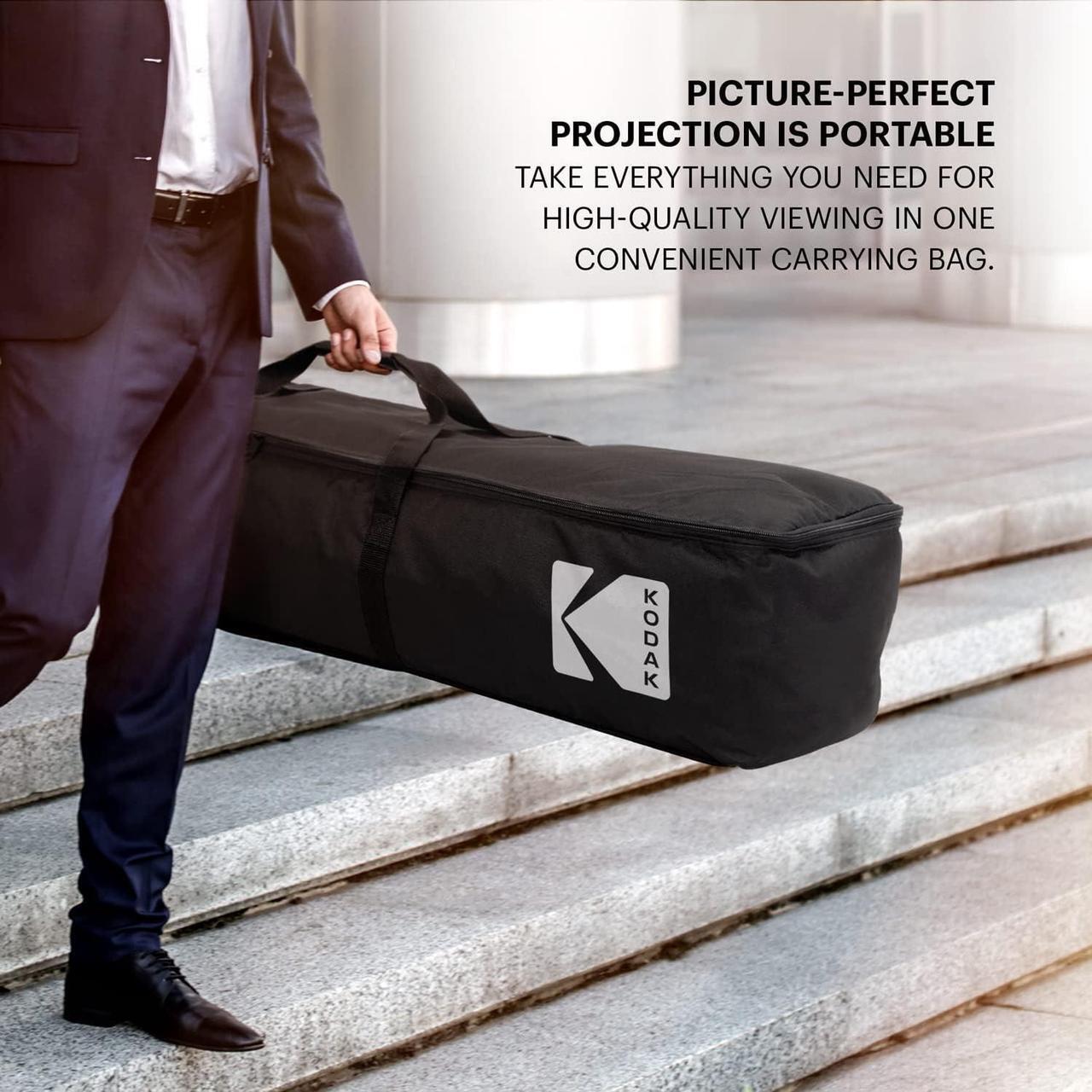 Alt view image 7 of 7 - KODAK 150 Dual Projector Screen W/Stand - Fast Fold Gray Rear Projection Backdrop for Outdoor & Indoor Movies with Tripod, Outdoor Stability Kit, & Black Storage Carry Case