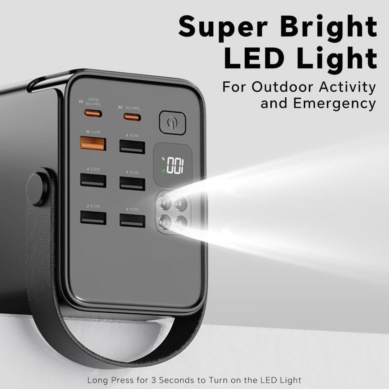 Alt view image 6 of 7 - 70000mAh Power Bank High Capacity 20W PD 3.0 Fast Charging 22.5W Max Large Power Bank,7 Outputs 2 Inputs,LED Display,USB-C Battery Packs for iPhone, Samsung, Outdoors, Camping