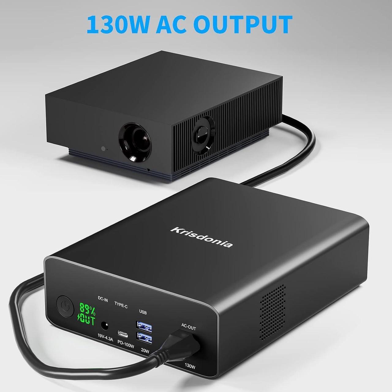Alt view image 2 of 6 - Power Bank with AC Outlet, Portable Laptop Charger Battery Bank USB C 100W Fast Charging, 80000mAh/296Wh Power Station External Battery Pack 130W/110V for Outdoor Camping Home Office