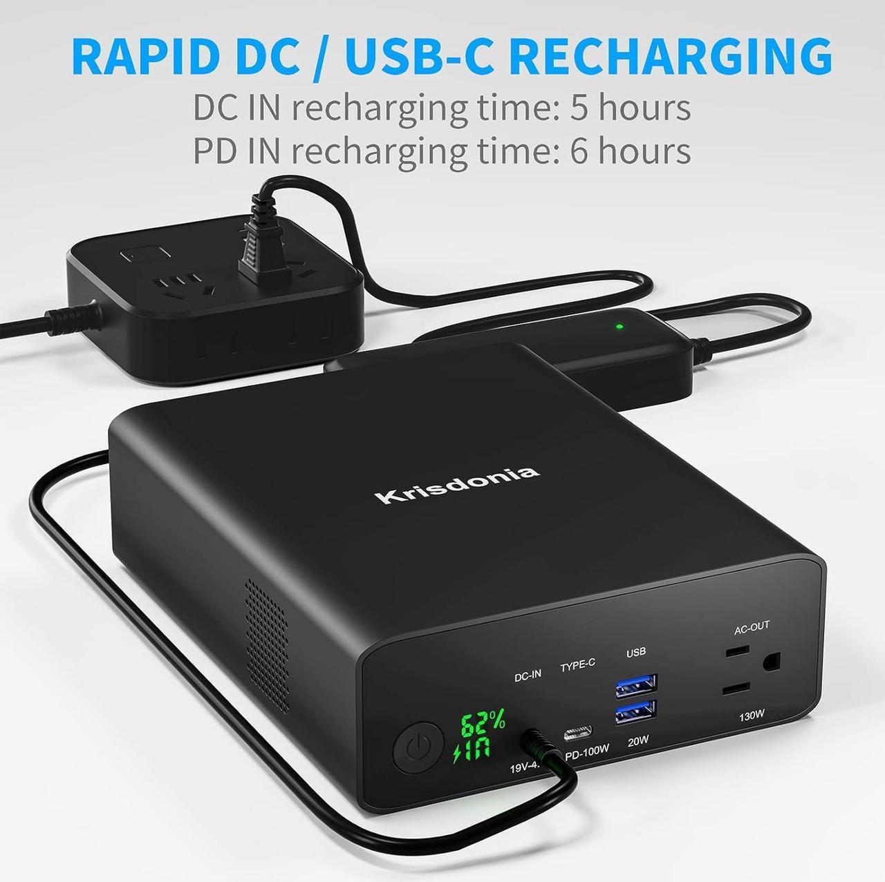 Alt view image 4 of 6 - Power Bank with AC Outlet, Portable Laptop Charger Battery Bank USB C 100W Fast Charging, 80000mAh/296Wh Power Station External Battery Pack 130W/110V for Outdoor Camping Home Office