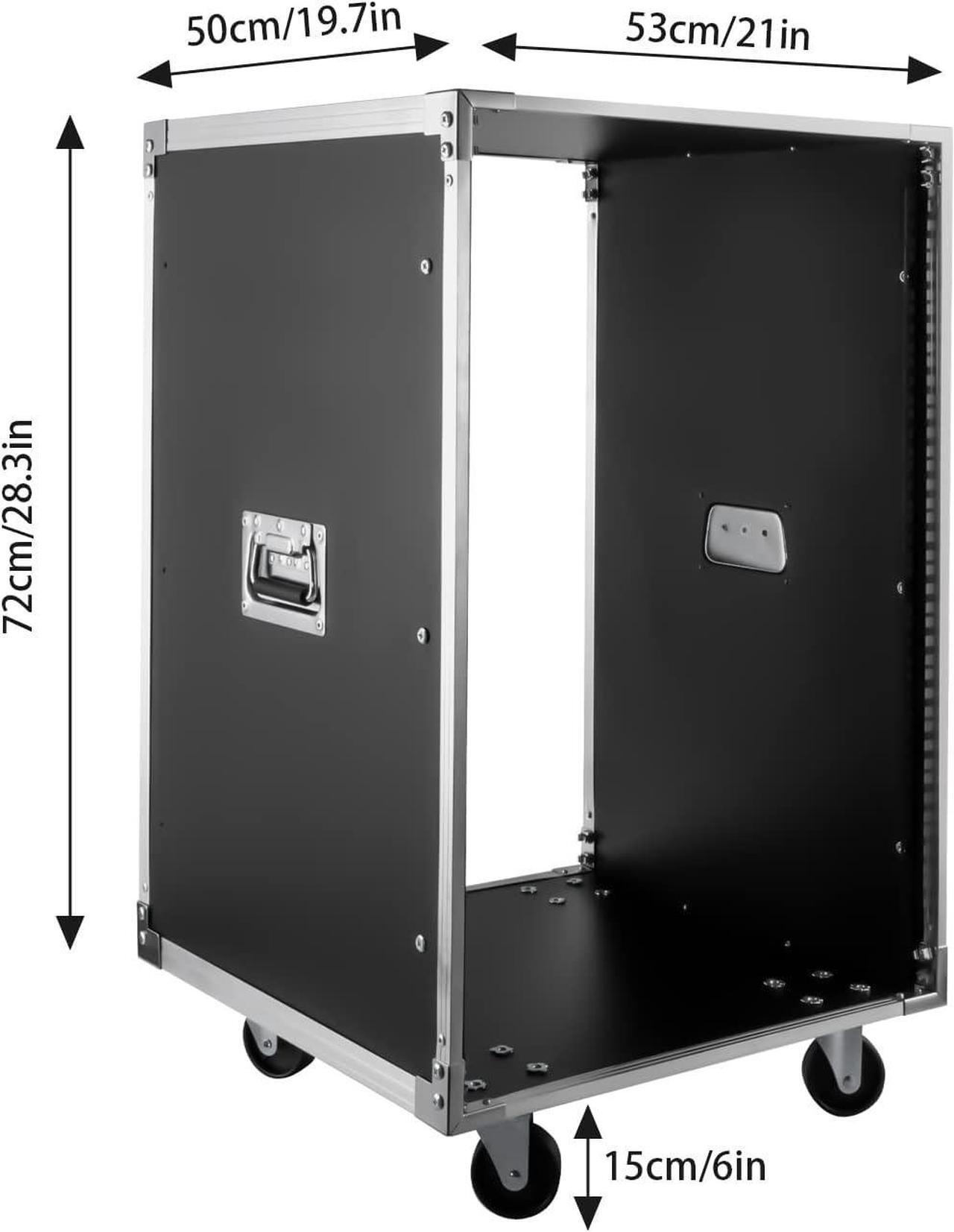 Alt view image 3 of 6 - 16U Portable Network Rack, Network Server Rack Cabinet on Wheels Top and Bottom Cable Management, Built-in Handles, Locking Swivel Caster Wheels, Audio Video, Telecom, Equipment Rack