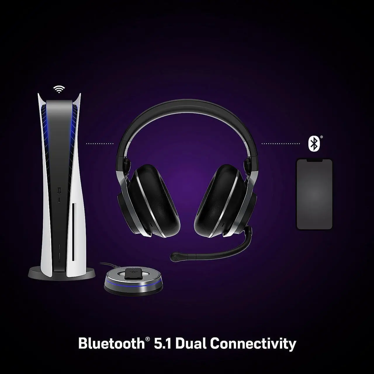 Alt view image 5 of 7 - Turtle Beach Stealth Pro Multiplatform Wireless Noise-Cancelling Gaming Headset for PS5, PS4, Playstation, PC, Mac, Switch, & Mobile  50mm Speakers, Bluetooth, Dual Batteries  Black