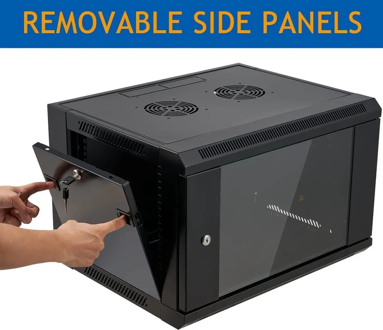 Alt view image 3 of 5 - 6U Wall Mount Server Cabinet Network Rack Enclosure Locking Glass Door
