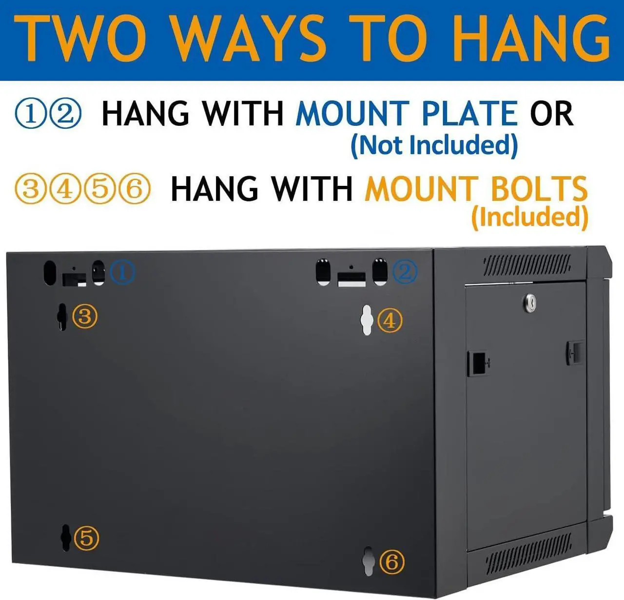 Alt view image 4 of 5 - 6U Wall Mount Server Cabinet Network Rack Enclosure Locking Glass Door