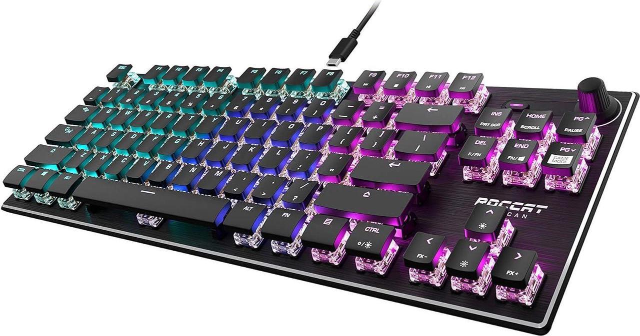 Alt view image 2 of 7 - ROCCAT Vulcan TKL Mechanical Gaming Keyboard, Compact, Tenkeyless, Titan Optical Switches, RGB Lighting, Anodized Aluminum Top Plate, Detachable USB-C Cable, Low Profile Design, Black