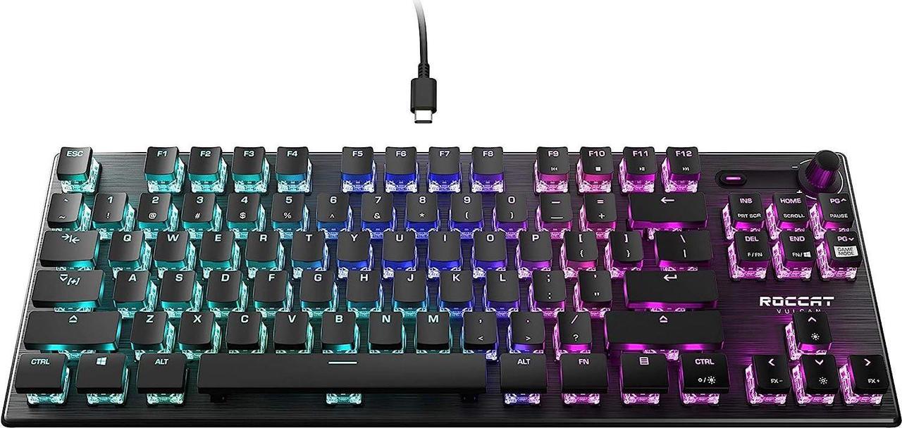 Main image of ROCCAT Vulcan TKL Mechanical Gaming Keyboard, Compact, Tenkeyless, Titan Optical Switches, RGB Lighting, Anodized Aluminum Top Plate, Detachable USB-C Cable, Low Profile Design, Black