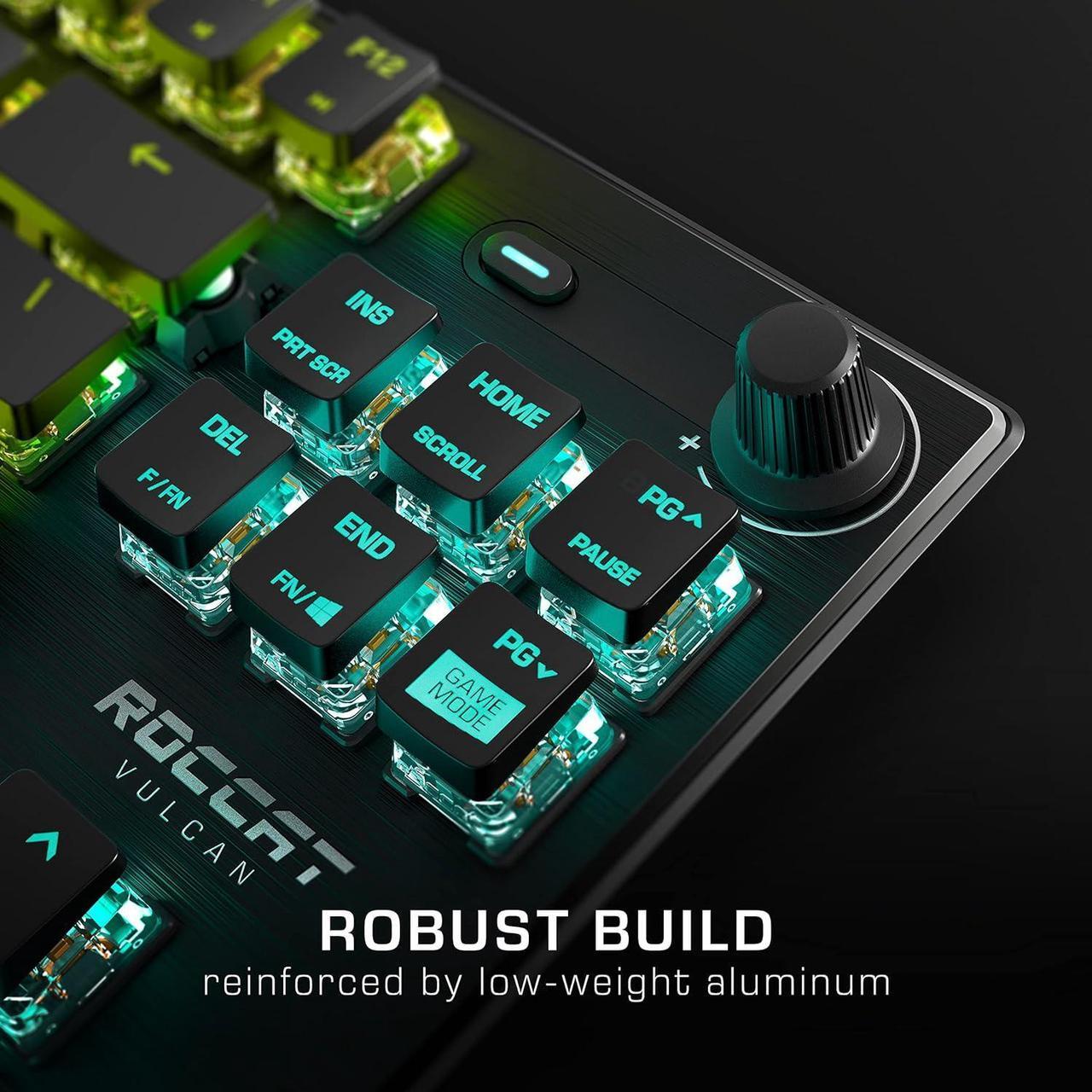 Alt view image 6 of 7 - ROCCAT Vulcan TKL Mechanical Gaming Keyboard, Compact, Tenkeyless, Titan Optical Switches, RGB Lighting, Anodized Aluminum Top Plate, Detachable USB-C Cable, Low Profile Design, Black