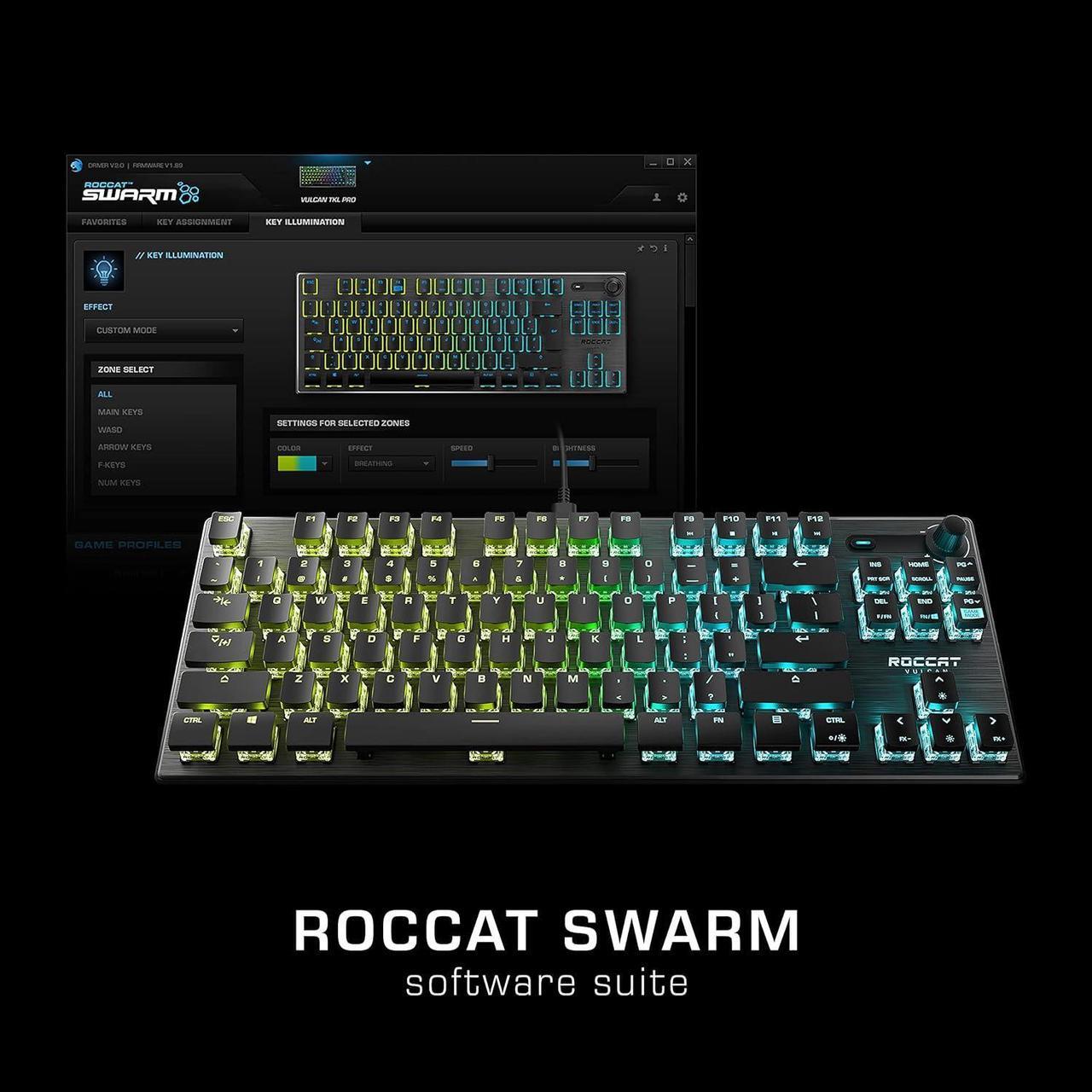 Alt view image 7 of 7 - ROCCAT Vulcan TKL Mechanical Gaming Keyboard, Compact, Tenkeyless, Titan Optical Switches, RGB Lighting, Anodized Aluminum Top Plate, Detachable USB-C Cable, Low Profile Design, Black