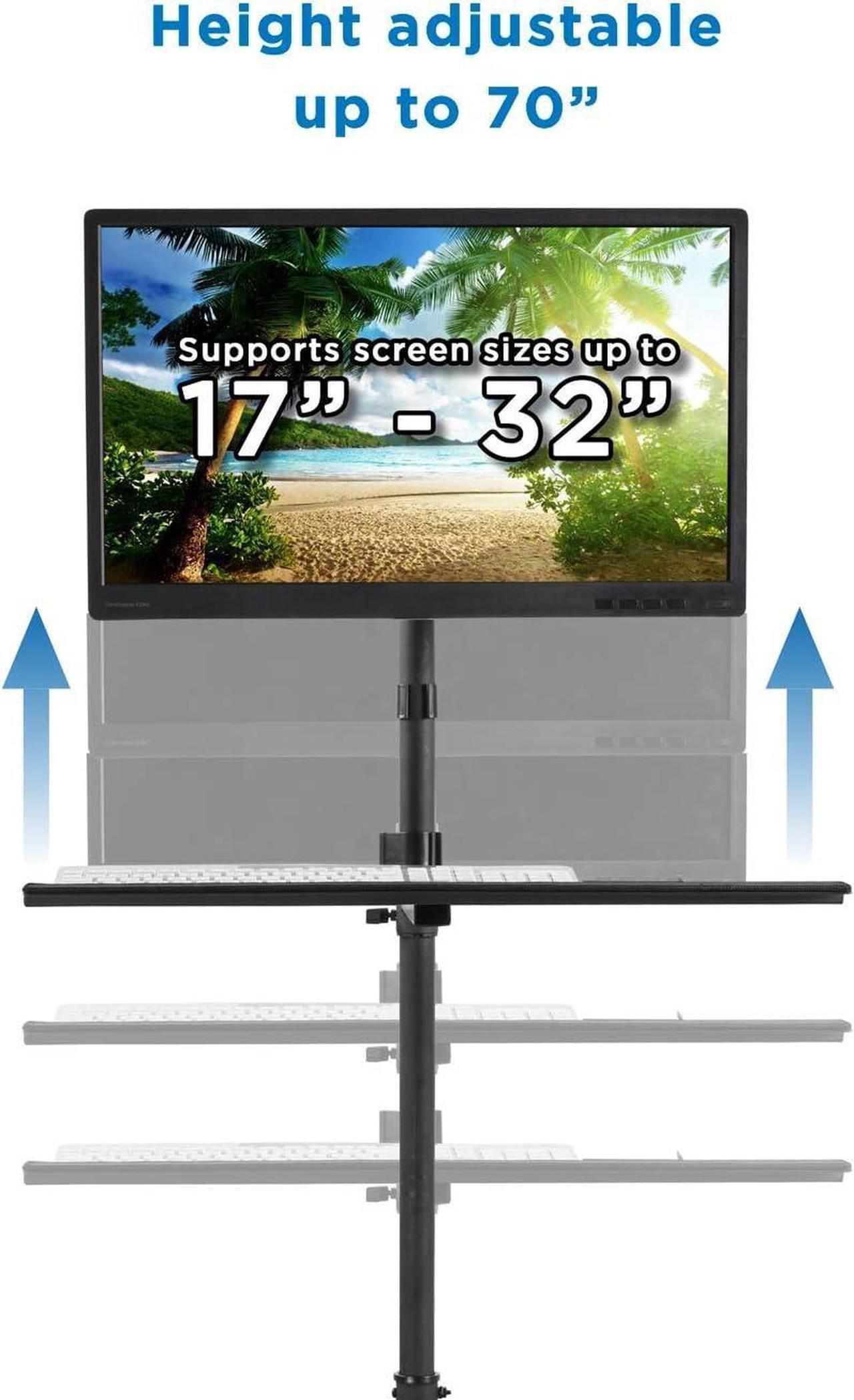 Alt view image 5 of 7 - Rolling Computer Cart, Mobile Workstation with Tray Monitor Mount and CPU Holder, Height Adjustable and Mobile Stand for Office and Industrial Use - Perfect for Any Workspace