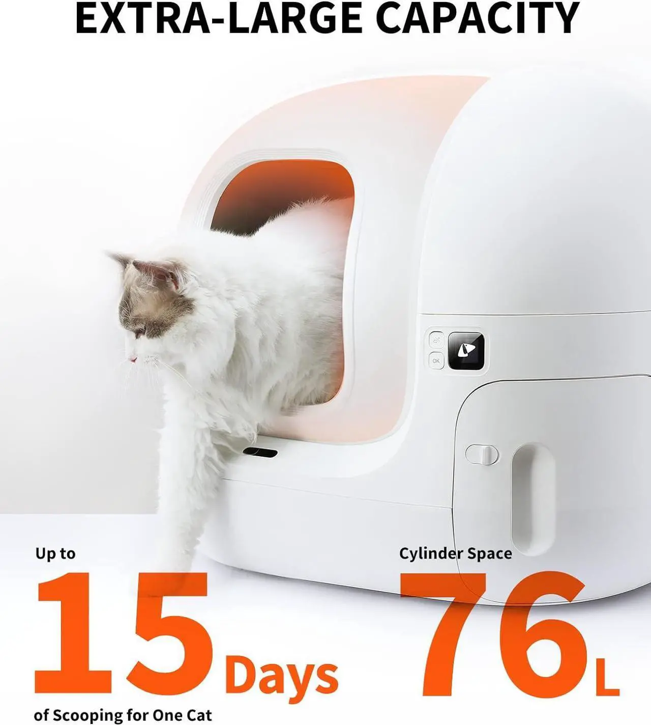 Alt view image 2 of 6 - Self Cleaning Cat Litter Box, PuraMax Cat Litter Box for Multiple Cats, App Control/xSecure/Odor Removal Automatic Cat Litter Box Includes Trash Bags and K3 Smart Air Purifier Spray
