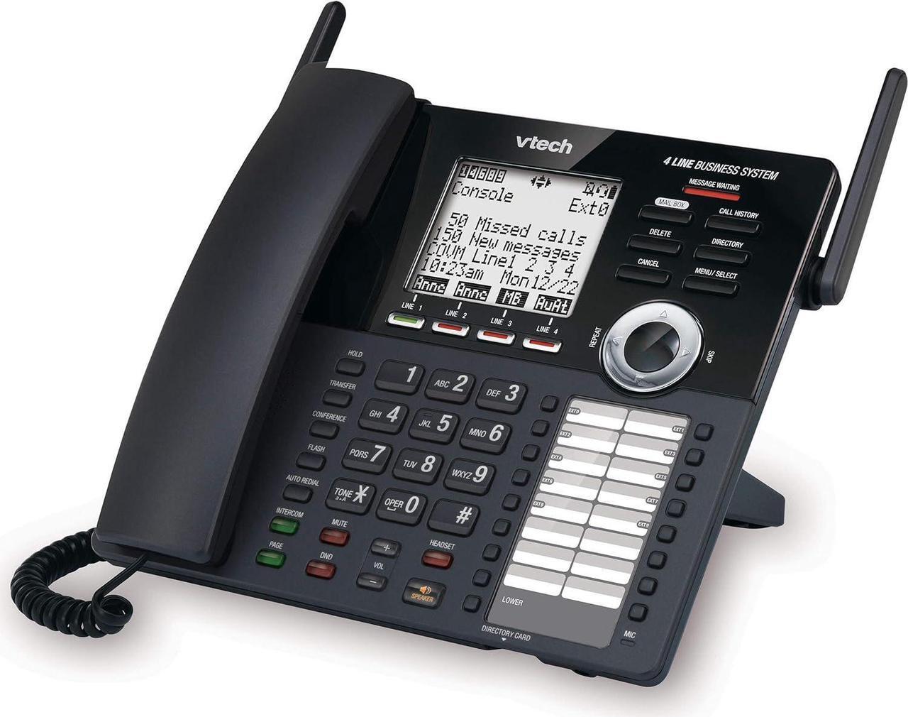 Alt view image 2 of 2 - VTech AM18447 Main Console 4-Line Expandable Small Business Office Phone System with Answering Machine, Intercom, Auto Attendant & Music on Hold , Black