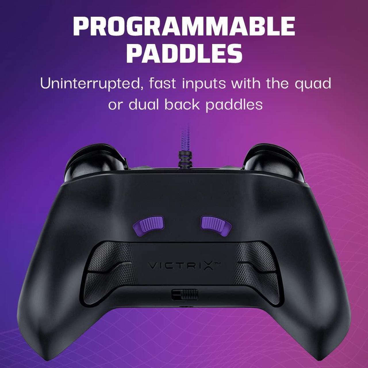 Alt view image 4 of 5 - Victrix Gambit World's Fastest Licensed Xbox Controller, Elite Esports Design with Swappable Pro Thumbsticks, Custom Paddles, Swappable White / Purple Faceplate for Xbox One, Series X/S, PC
