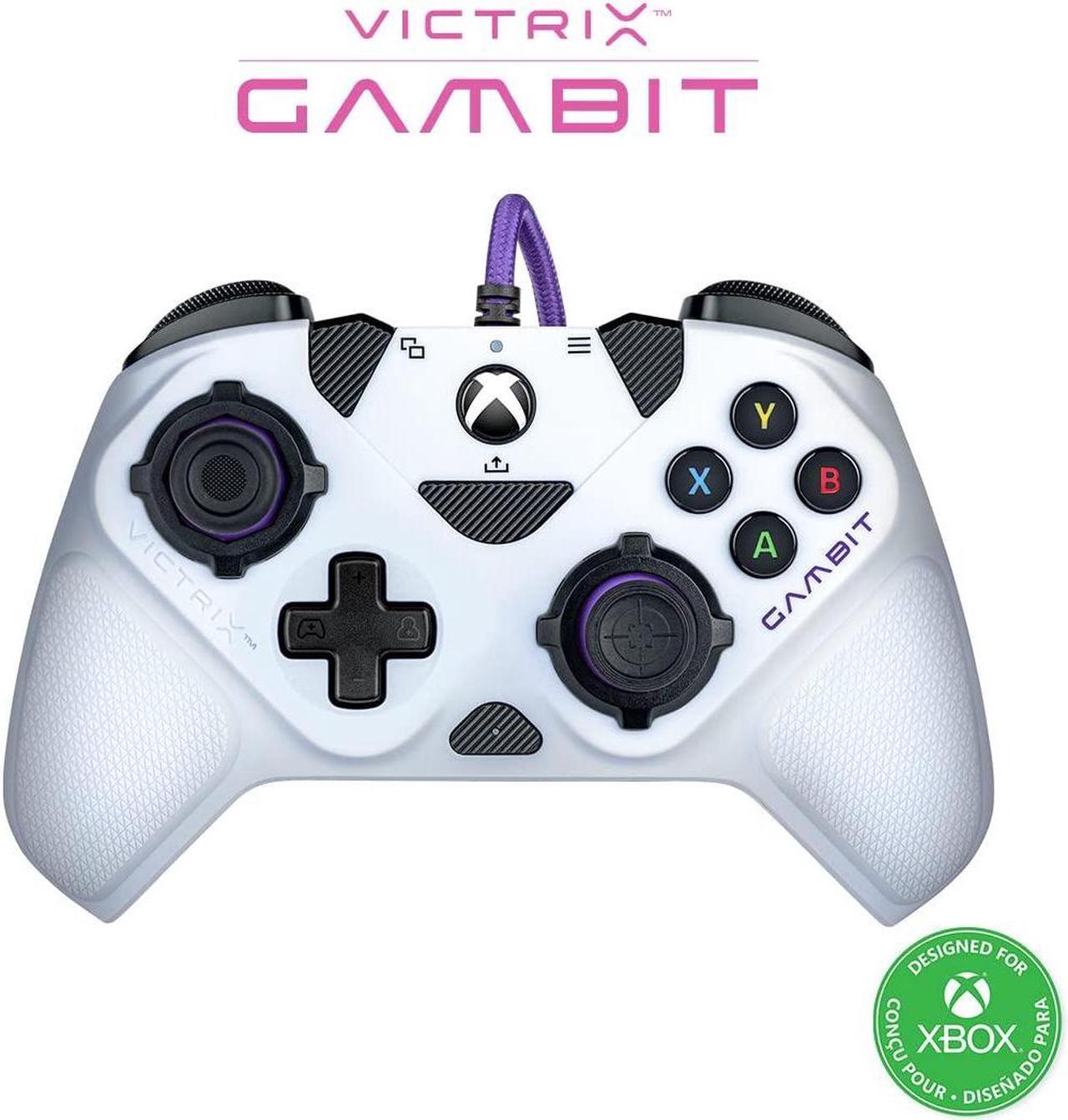 Main image of Victrix Gambit World's Fastest Licensed Xbox Controller, Elite Esports Design with Swappable Pro Thumbsticks, Custom Paddles, Swappable White / Purple Faceplate for Xbox One, Series X/S, PC