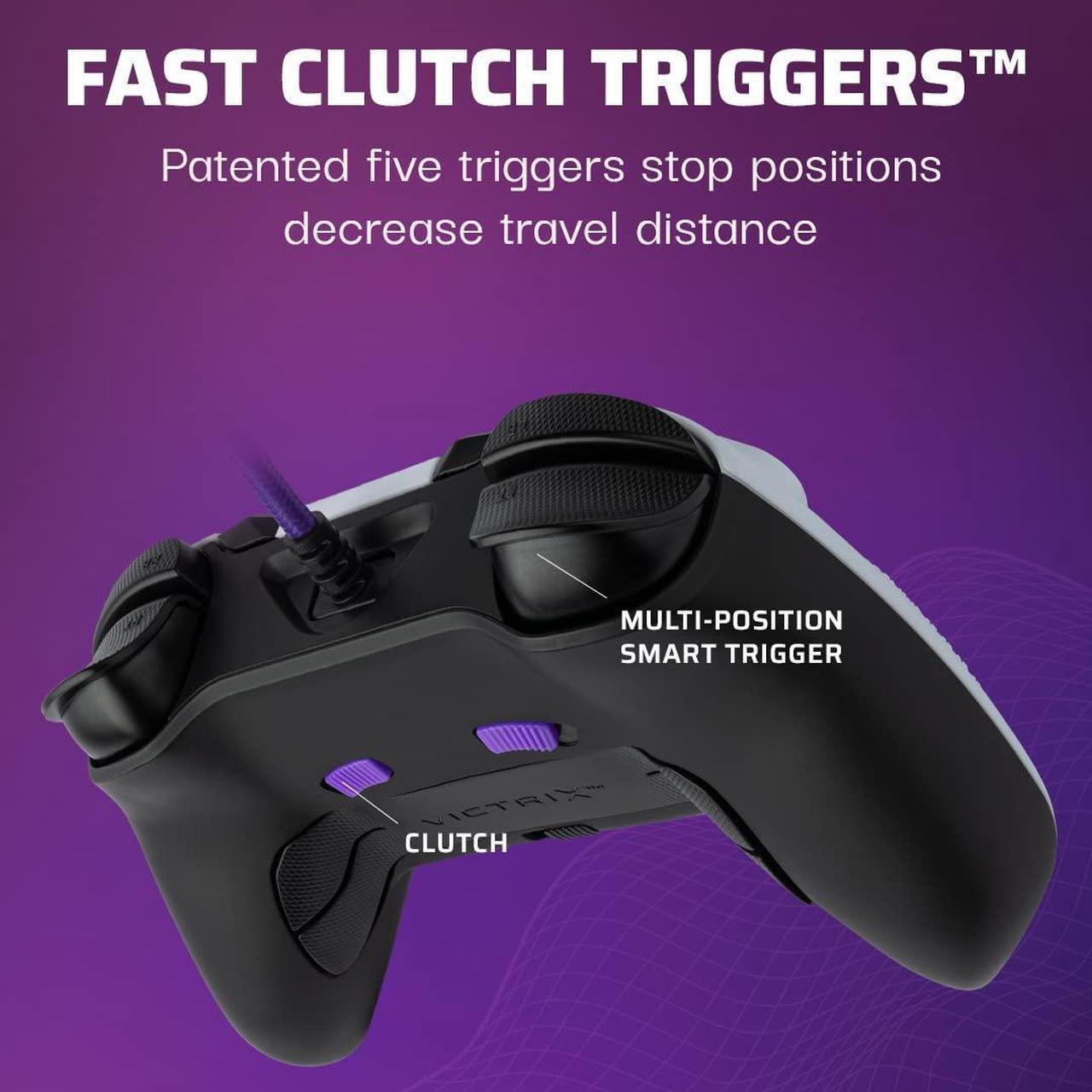 Alt view image 2 of 5 - Victrix Gambit World's Fastest Licensed Xbox Controller, Elite Esports Design with Swappable Pro Thumbsticks, Custom Paddles, Swappable White / Purple Faceplate for Xbox One, Series X/S, PC