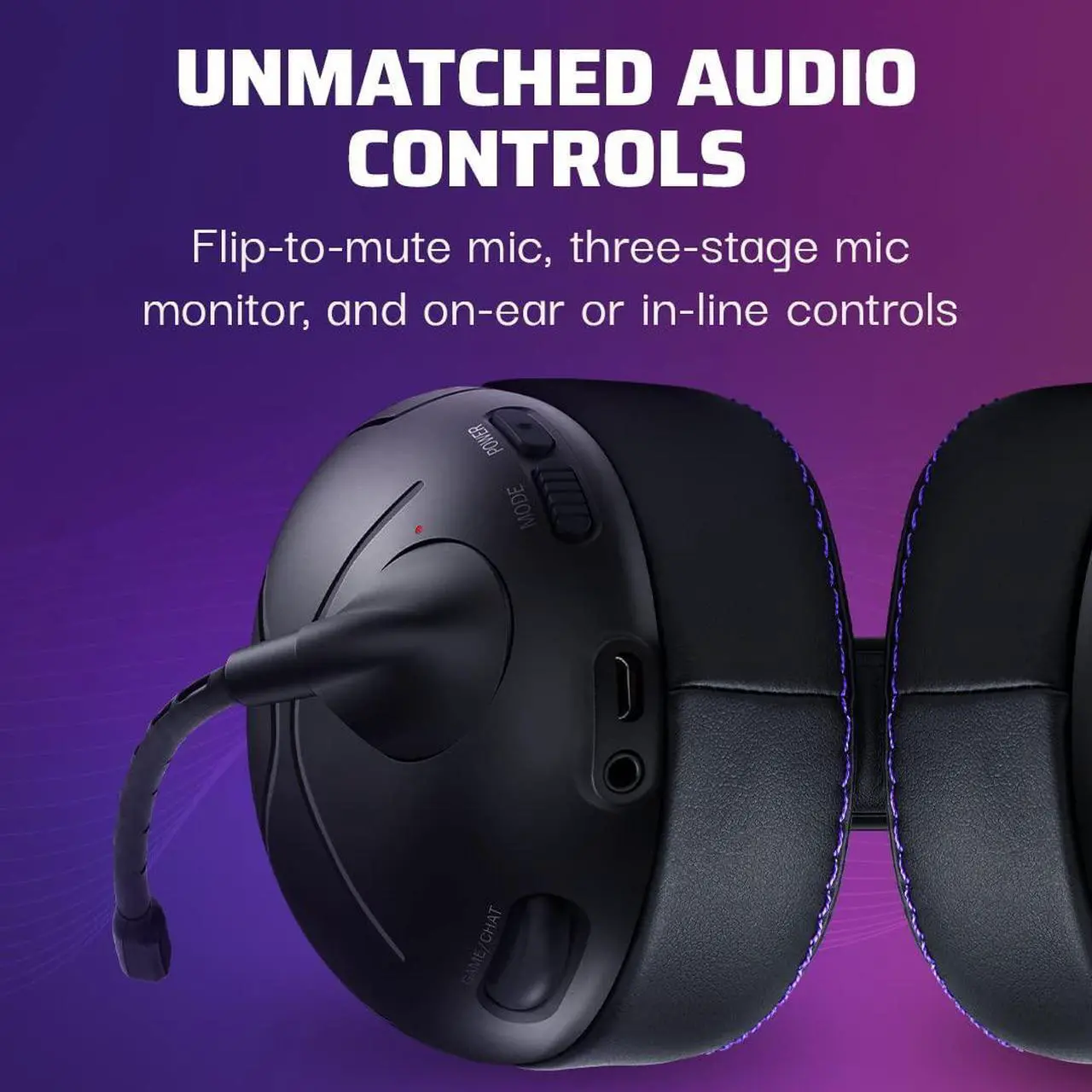Alt view image 6 of 6 - Victrix Gambit Black Wireless and Wired Gaming Headset with Mic - Microsoft Xbox One, Series X|S, PC - Esports-Ready Pro Audio, Noise Cancelling Microphone, Ultra-Comfort Over the Ear Headphones