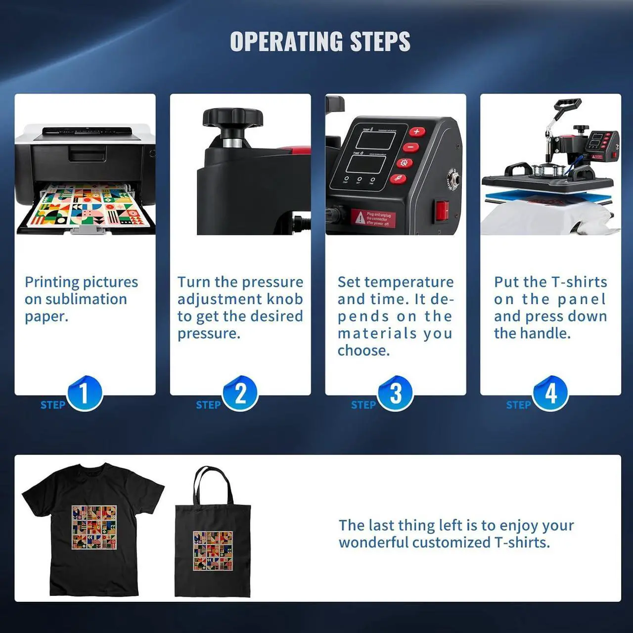 Alt view image 4 of 7 - Heat Press 15X12 Inch Heat Press Machine 5 in 1 Digital Multifunctional Sublimation T-Shirt Heat Press Machine for T Shirts Hat Mug Cap Plate