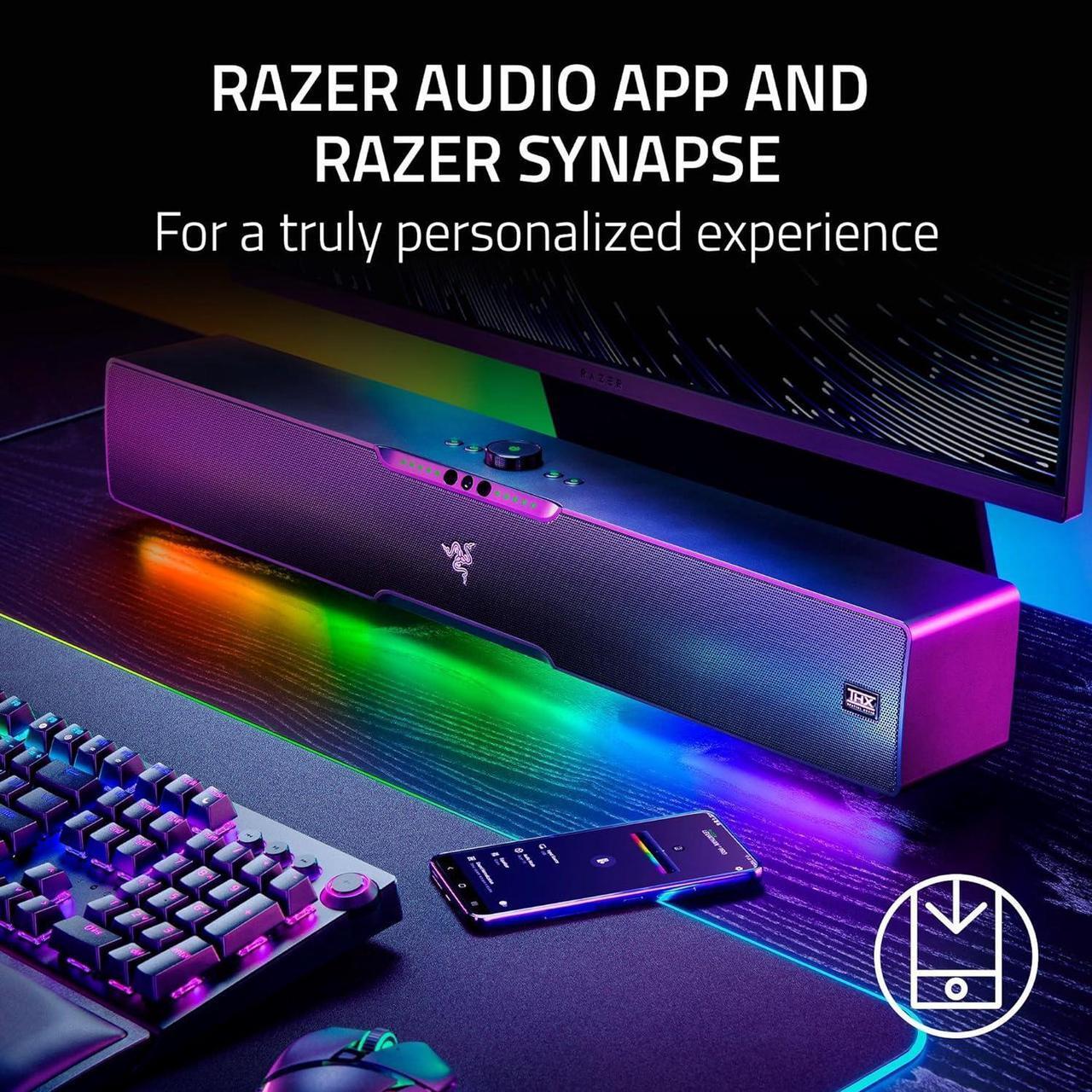 Alt view image 7 of 7 - Leviathan V2 Pro - Multi-Driver PC Gaming Soundbar with Subwoofer - Beamforming Surround Sound with AI Head Tracking - Chroma RGB - Bluetooth 5.0 & 3.5mm - for PC, Desktop/Laptop, Mobile, Switch