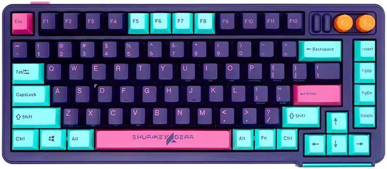 75% Mechanical Gaming Keyboard, EC Ivy V2 Switches, BT5.0+USB-C, 4 Devices Connection, LED Backlit 5000mAh Battery, Anti-Ghosting 81 Keys Wireless Keyboard for Windows Mac Purple